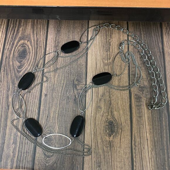 Multi Chain and Black Bead Necklace - Picture 1 of 1